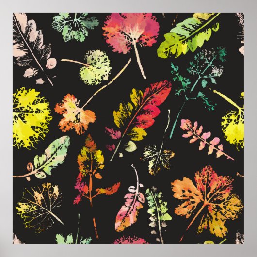 waanzinnig mooi waterverf-patroon van bladeren. ha poster (Voorkant)