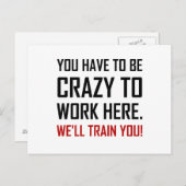 Waanzinnig om hier te werken Train je grappig Briefkaart (Voorkant / Achterkant)