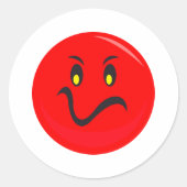 waanzinnig rood gezicht ronde sticker (Voorkant)