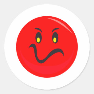 waanzinnig rood gezicht ronde sticker