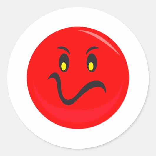 waanzinnig rood gezicht ronde sticker (Voorkant)