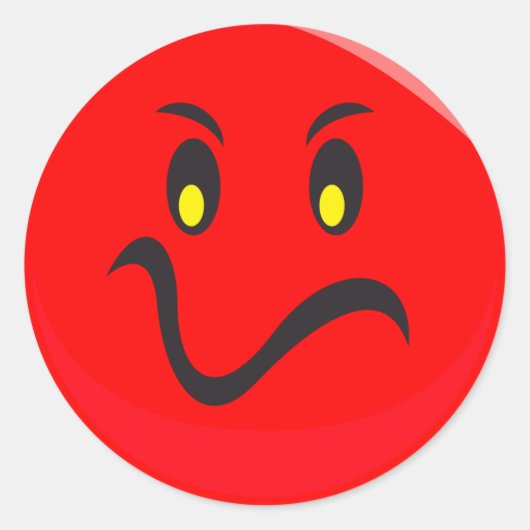 waanzinnig rood gezicht ronde sticker (Voorkant)