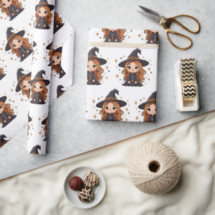 Waanzinnig Schattigee Halloween Witch   Spookachti Cadeaupapier