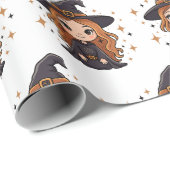 Waanzinnig Schattigee Halloween Witch | Spookachti Cadeaupapier (Rol Hoek)