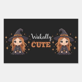 Waanzinnig Schattigee Halloween Witch | Spookachti Rechthoekige Sticker