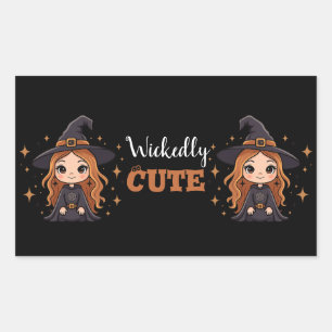 Waanzinnig Schattigee Halloween Witch Spookachti Rechthoekige Sticker