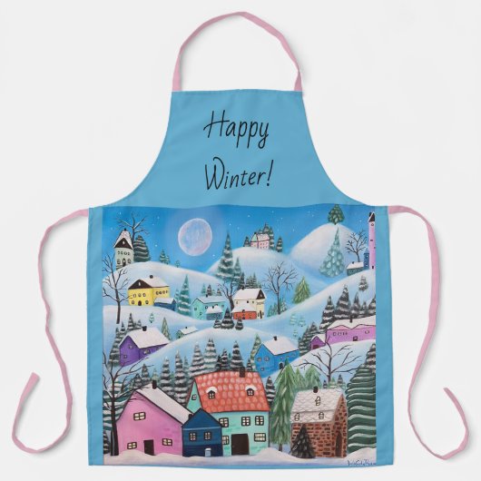 Waanzinnig winterlandschap schort (Voorkant)