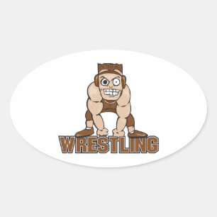 waanzinnig worstelontwerp ovale sticker