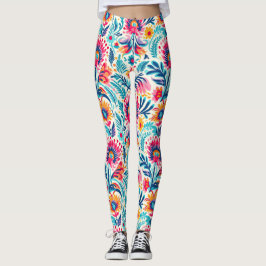 Waanzinnige Boheemse Bloemen Overschaalde Print Leggings