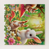 Waanzinnige bosscène met konijnen, eekhoorns legpuzzel (Horizontaal)