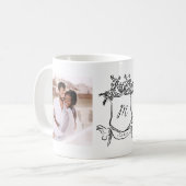 Waanzinnige handgetekende kuif | Monogram en foto' Koffiemok (Voorkant links)