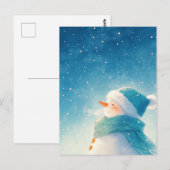 Waanzinnige Lachende Sneeuwman Onder Sterrenhemel Briefkaart (Voorkant / Achterkant)