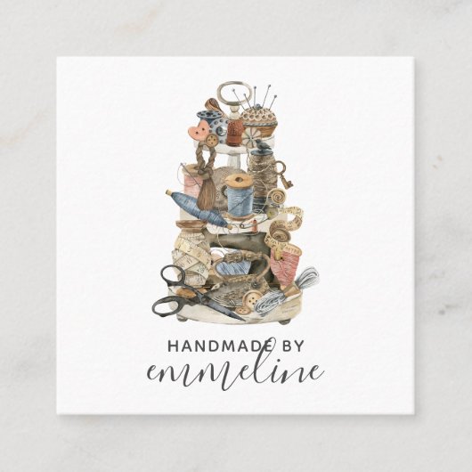 Waanzinnige naaistertools van de handel vierkante visitekaartje (Voorkant)