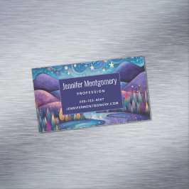 Waanzinnige Nachtbergen en Bomen Landschap Magnetisch Visitekaartje