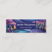 Waanzinnige Nachtbergen en Bomen Landschap Mini Visitekaartje (Voorkant)