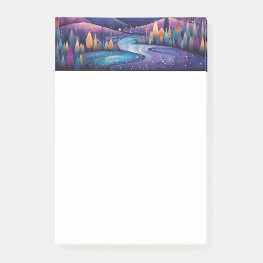 Waanzinnige Nachtrivier, Bomen en Bergen Post-it® Notes (Voorkant)