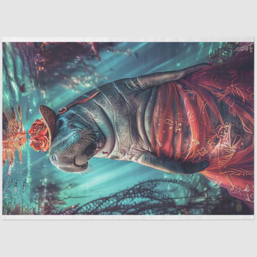 Waanzinnige Onderwater Hippo Decoupage Tissuepapier (Voorkant)