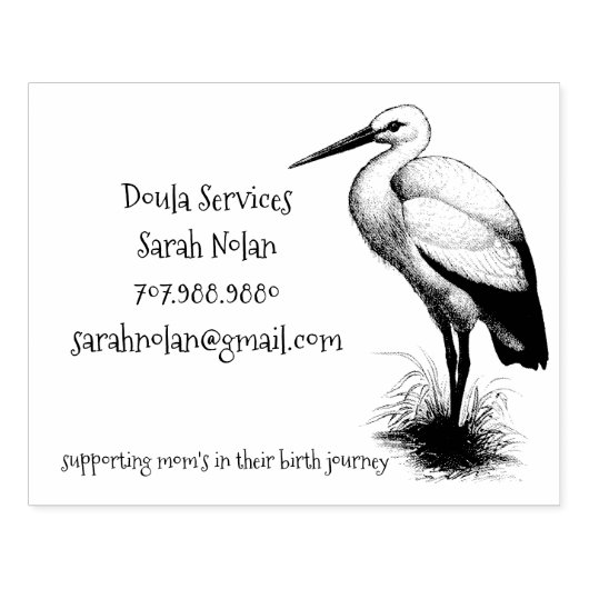 Waanzinnige ooievaar Doula Rubberstempel (Afrduk)