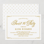 Waanzinnige Rand en Script | Goud Sweet Sixteen Kaart (Voorkant / Achterkant)