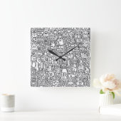 "Waanzinnige zwart-witte doedelklok Vierkante Klok (Huis)