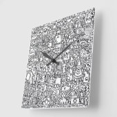 "Waanzinnige zwart-witte doedelklok Vierkante Klok (Hoek)