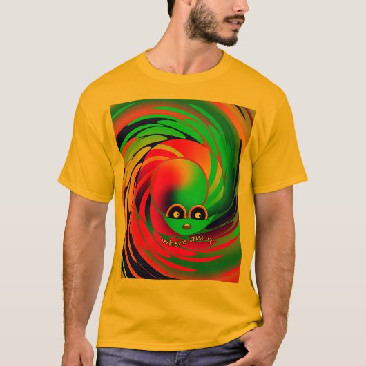 Waar ben ik? Heren Goud T-shirt (Voorkant)