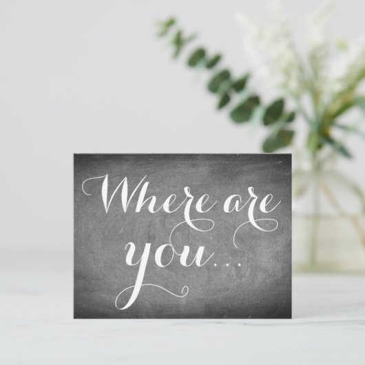 Waar ben je, Handschrift Typografie Black White Briefkaart (Staand voorkant)