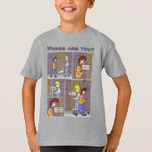 Waar ben je? Jongen's Grijze T-Shirt (Voorkant)