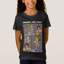 Waar ben je? Zwart T-shirt voor meisjes