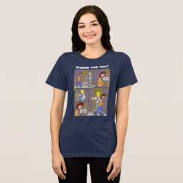 Waar ben je? Zwart Tri-Blend T-shirt voor dames