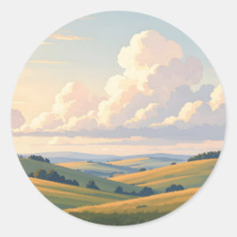 Waar de aarde ademt – Klassiek groot landschap  Ronde Sticker