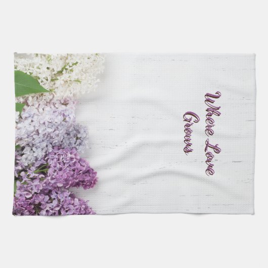 Waar de liefde groeit keukendoek | Lila voorjaarst Theedoek (Horizontaal)