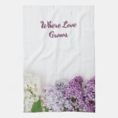 Waar de liefde groeit keukendoek | Lila voorjaarst Theedoek (Verticaal)