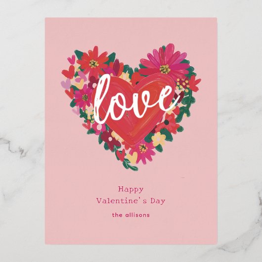 Waar de Liefde Personaliseert Valentijn Folie Feestdagen Briefkaart (Voorkant)