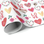 Waar de Liefde Persoonlijke Foto's en Tekst groeit Cadeaupapier (Rol Hoek)