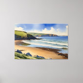 Waar de lucht stille zand ontmoet - Devon Seascape Canvas Afdruk (Voorkant)