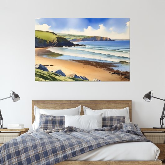 Waar de lucht stille zand ontmoet - Devon Seascape Canvas Afdruk (Insitu (Slaapkamer))