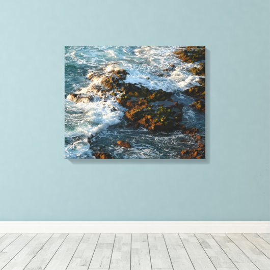 Waar de oceaan de Rocks ontmoet Canvas Afdruk (Insitu (Houten vloer))
