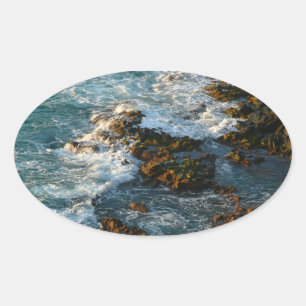 Waar de oceaan de Rocks ontmoet Ovale Sticker