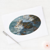 Waar de oceaan de Rocks ontmoet Ovale Sticker (Envelop)