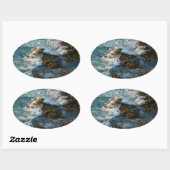 Waar de oceaan de Rocks ontmoet Ovale Sticker (Vel)