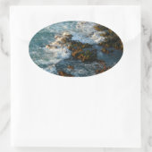 Waar de oceaan de Rocks ontmoet Ovale Sticker (Tas)