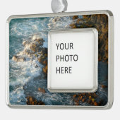 Waar de oceaan de Rocks ontmoet Verzilverd Omlijst Ornament (Links)