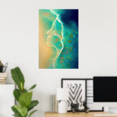 Waar de oceaan geheugen wordt - Blauw Groen Poster (Thuiskantoor)