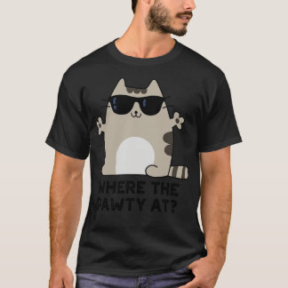 Waar de Pawty bij Schattige Party Cat Pun T-shirt