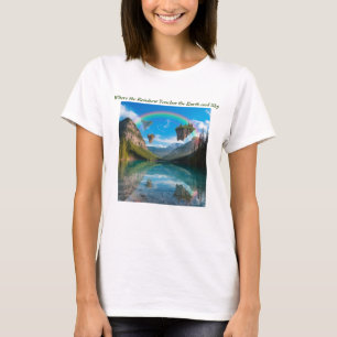 Waar de regenboog de aarde en de hemel raakt t-shirt
