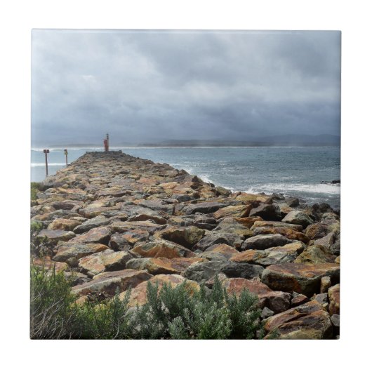 Waar de rotsen het Zee ontmoeten - Bastion Point Tegeltje (Voorkant)