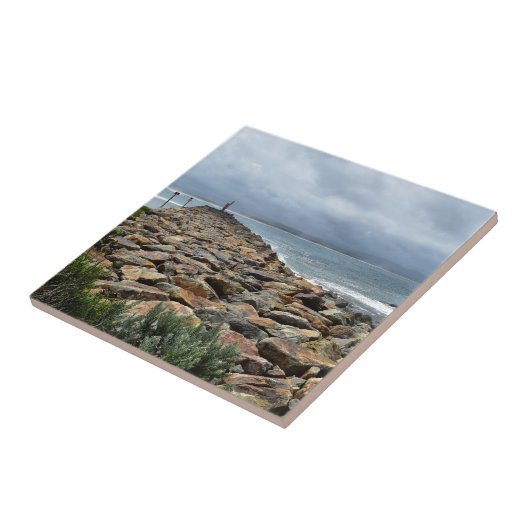 Waar de rotsen het Zee ontmoeten - Bastion Point Tegeltje (Zijkant)