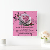 WAAR DE ROZEN NOOIT VERVALLEN VIERKANTE KLOK (Huis)