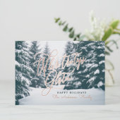 Waar de topjes met drie kerst luisteren feestdagenkaart (Staand voorkant)